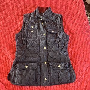 Women's Banana Republic Navy Blue Quilted Full Zip-Up Vest Size X-Small Pockets